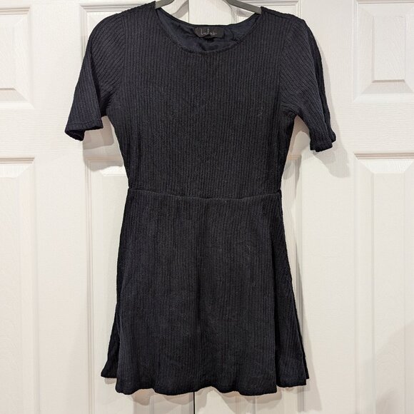 Lulu's Black Ribbed mini dress short sleeve, size large - Picture 1 of 2